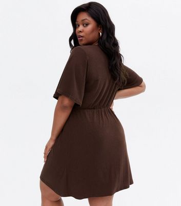 Curves Dark Brown Ribbed Mini Wrap 