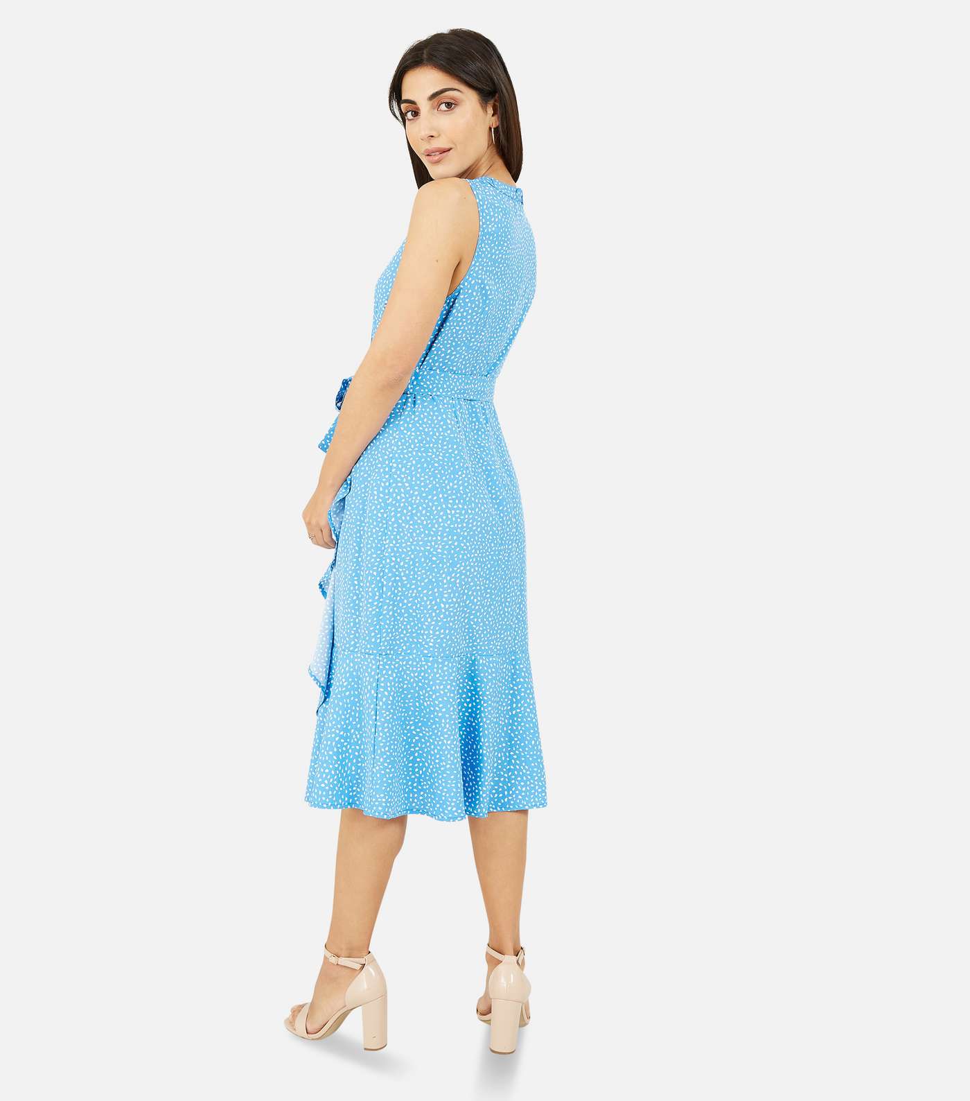 Mela Pale Blue Abstract Midi Wrap Dress Image 3