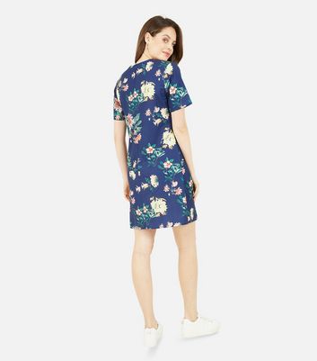 short navy floral dress