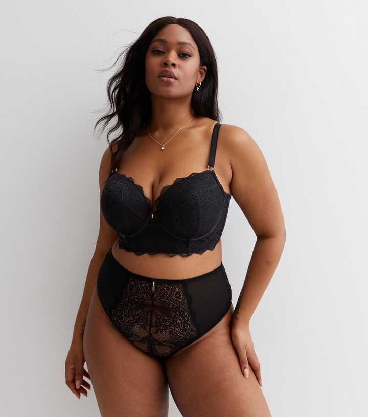 New Look DD lace plunge bra in black