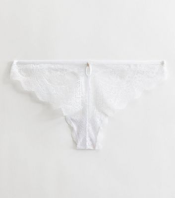 White Lace Diamante Thong New Look