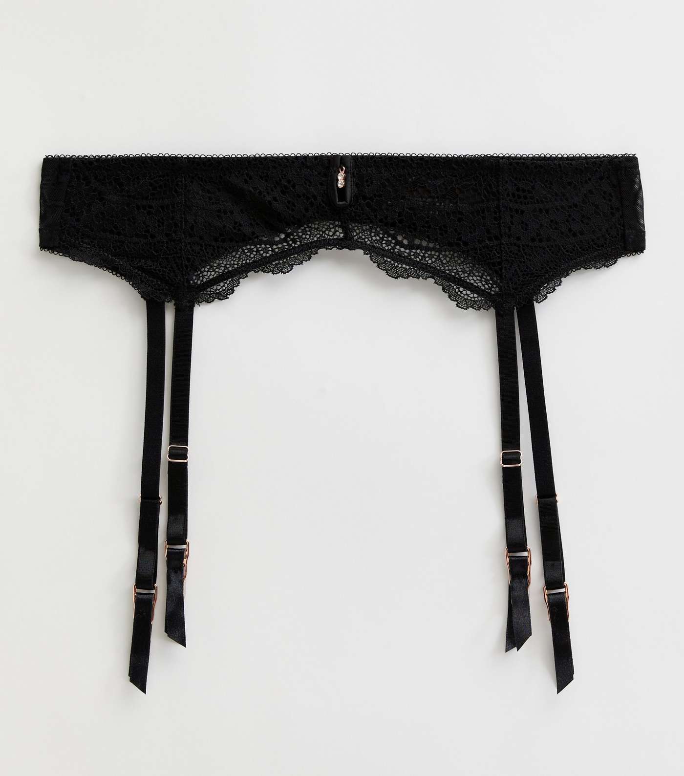 Black Lace Diamanté Suspender Belt Image 5