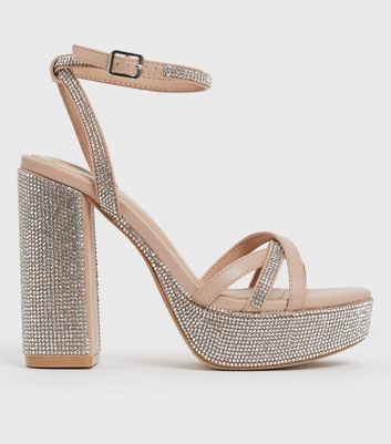 New look diamante block heel outlet sandal