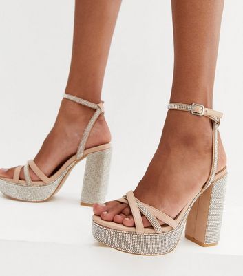 cream platform heels