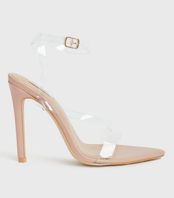 Clear strap hotsell stiletto heels