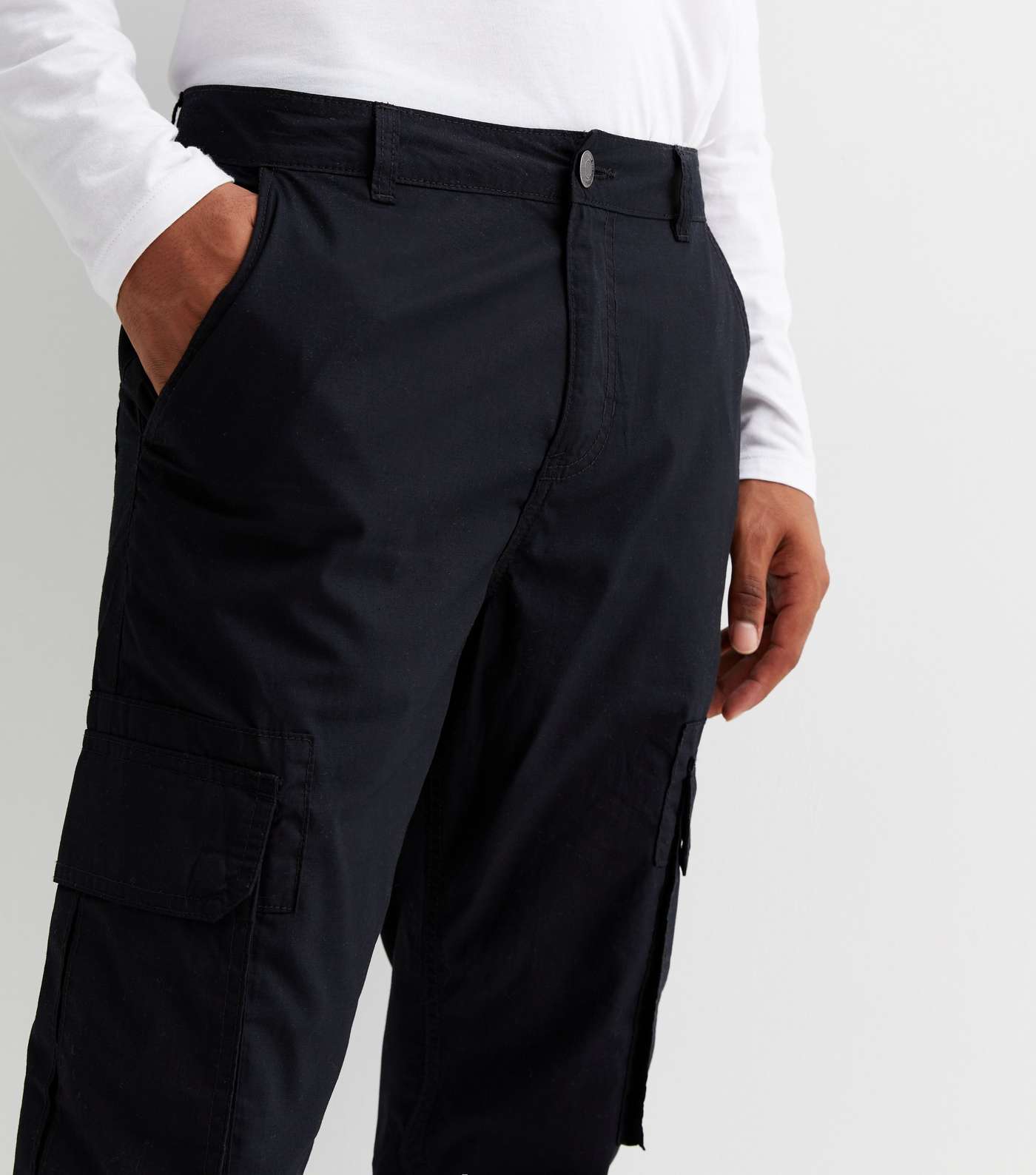 Black Ripstop Cargo Trousers Image 3