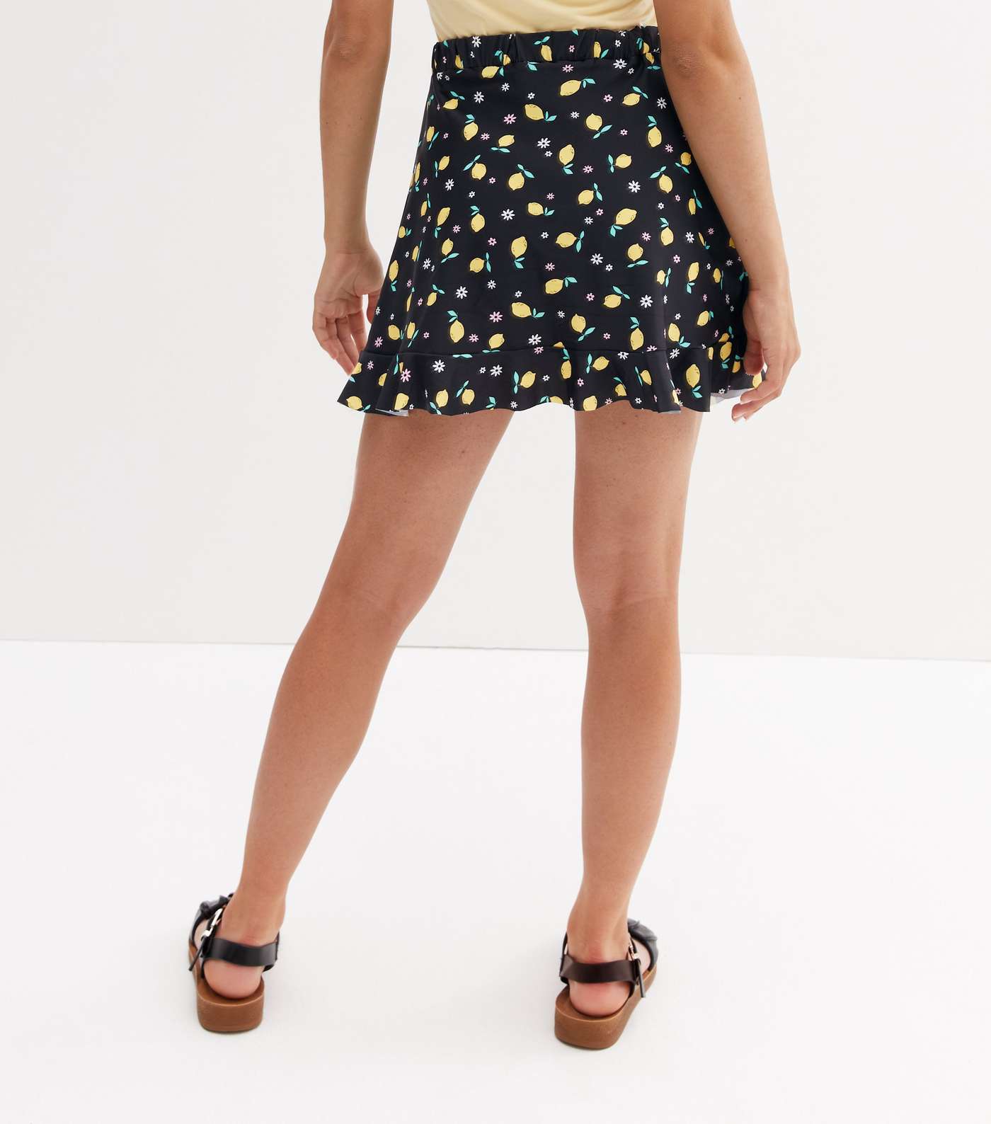 Girls Black Floral Lemon Swim Skirt Image 4