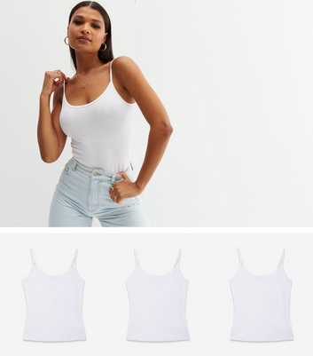 3 Pack White Strappy Camis
