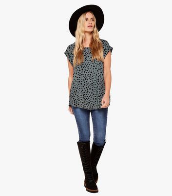 Click to view product details and reviews for Apricot Grey Animal Print Turn Up Sleeve Top New Look.