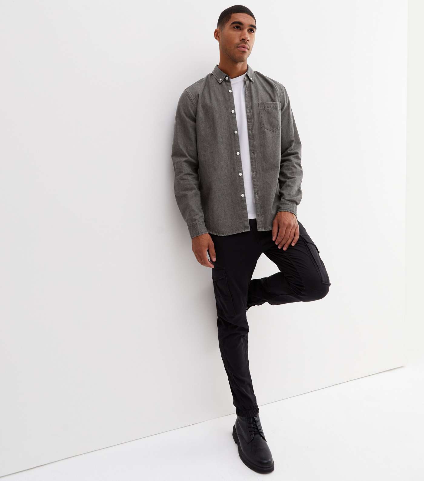 Grey Denim Long Sleeve Shirt Image 2