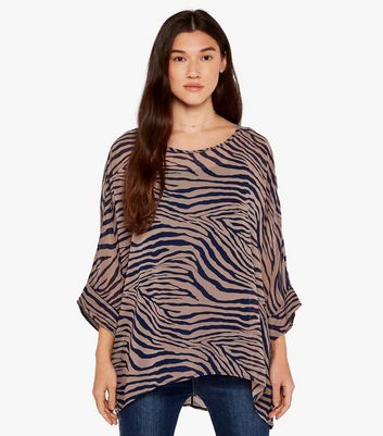 Click to view product details and reviews for Apricot Navy Zebra Print Silky Touch Top New Look.