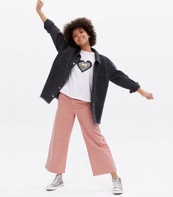 KIDS ONLY Pink Wide Leg Cropped Jeans 
