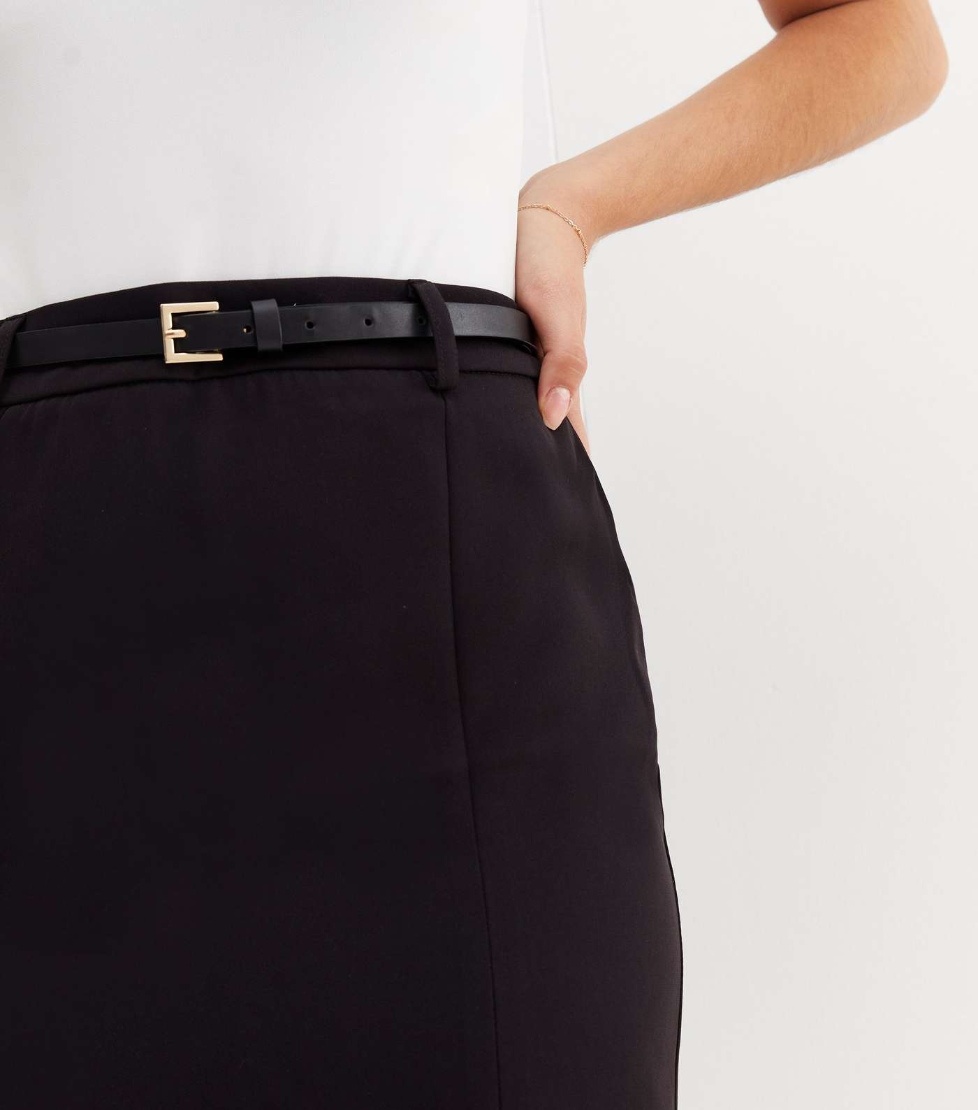 Black Belted Pencil Skirt Image 3