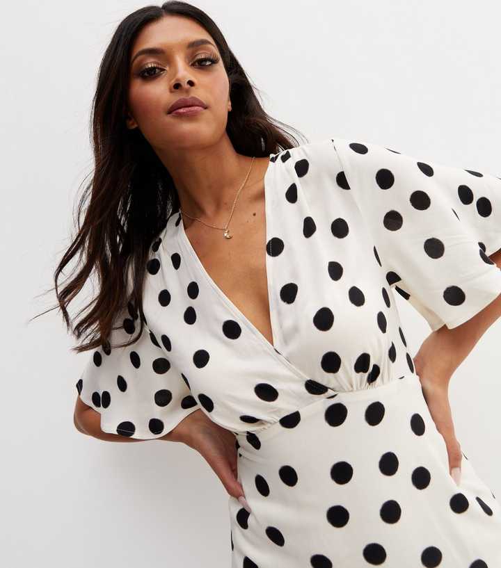 new look polka dot wrap dress