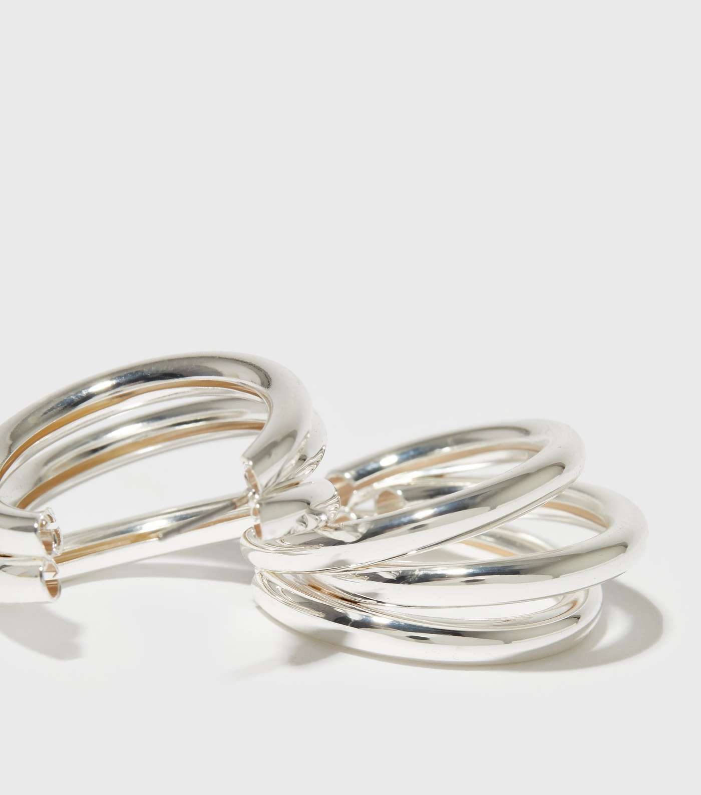 Real Silver Plate Triple Hoop Earrings Image 2