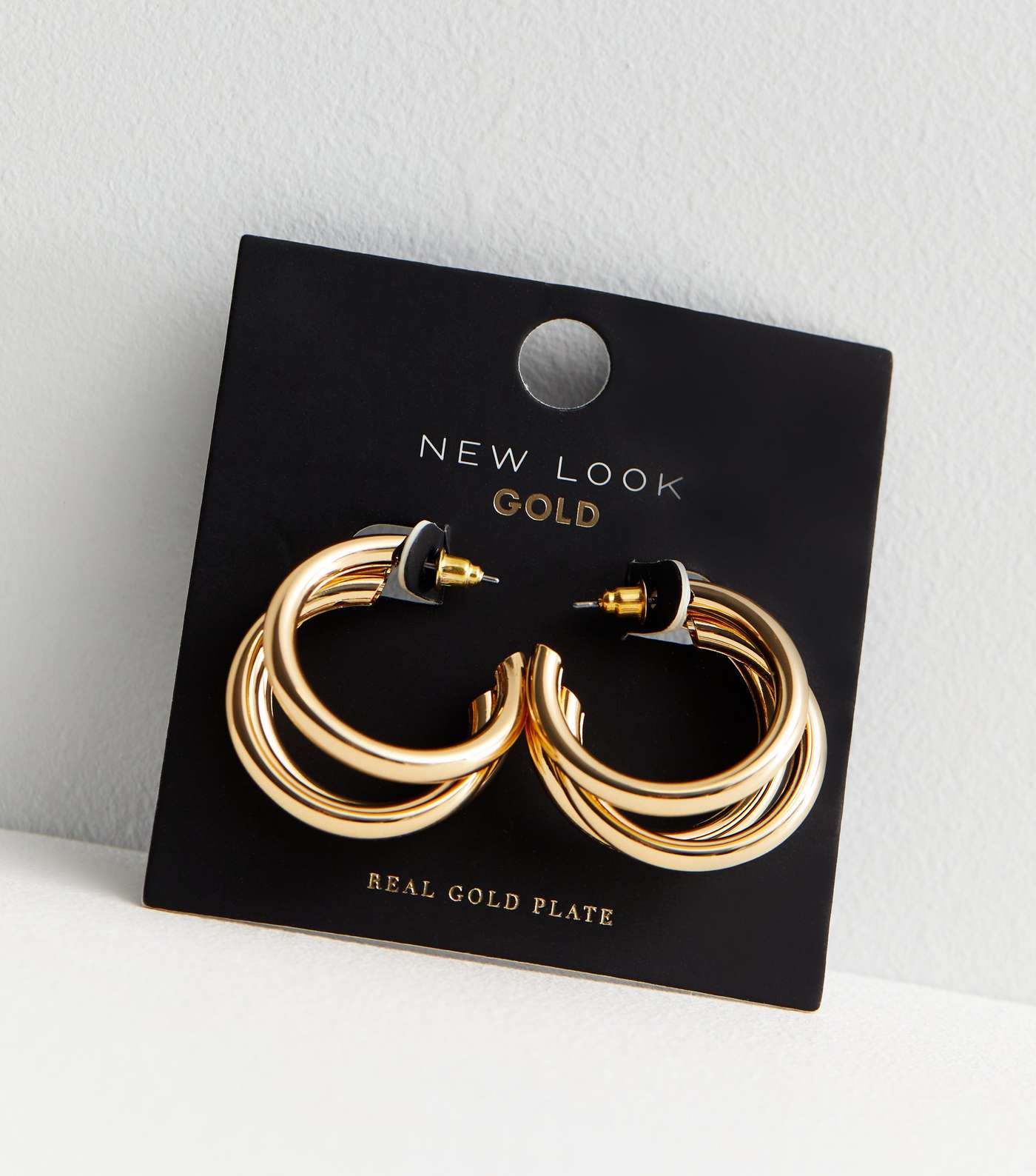 Real Gold Plate Triple Hoop Earrings Image 3