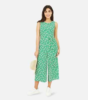 Mela Green Floral Belted Crop Jumpsuit