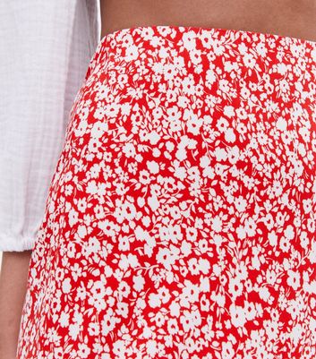 Damen Bekleidung Red Ditsy Floral Bias Midi Skirt