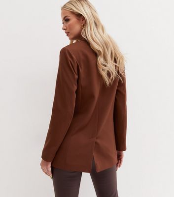 Rust Button Oversized Blazer New Look