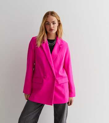 Bright Pink Button Oversized Blazer