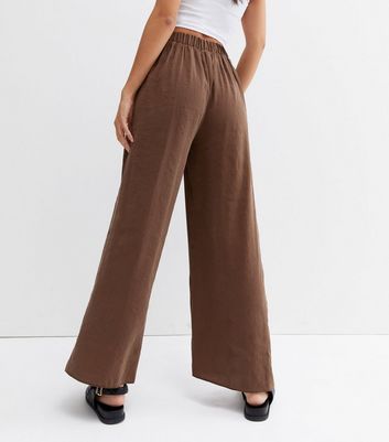 Dark Brown High Waist Wide Leg Trousers 