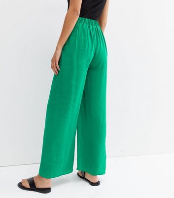 Green High Waist Wide Leg Trousers 
