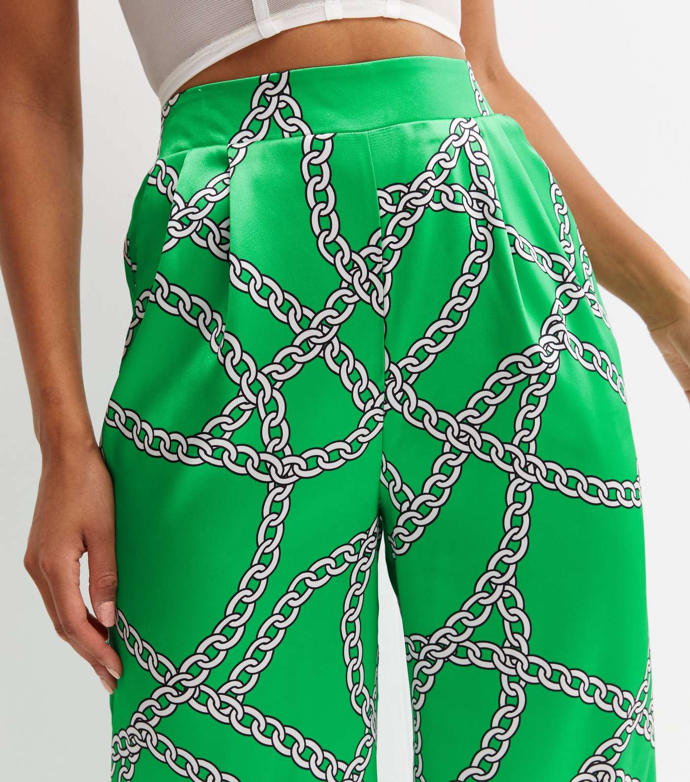 Green Chain Satin Wide Leg Trousers Image 3