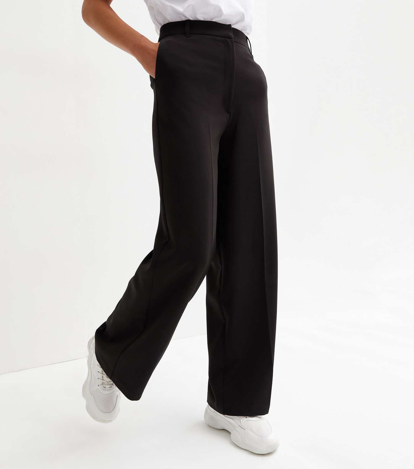 Black Tailored High Waist Wide Leg Trousers Image 2