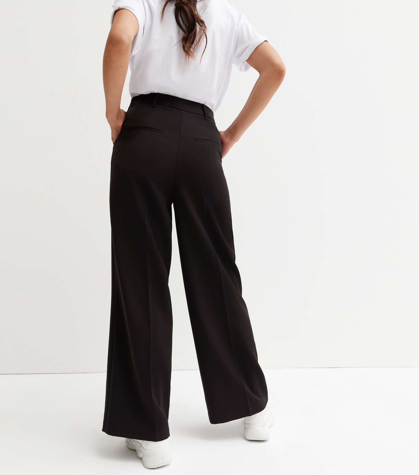 Black Tailored High Waist Wide Leg Trousers Image 4