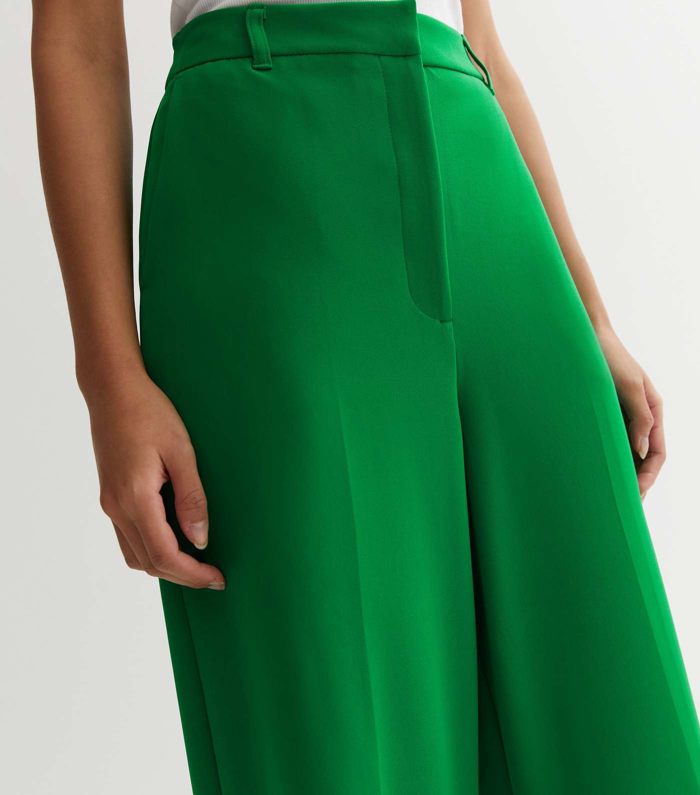 Green Tailored High Waist Wide Leg Trousers Image 3