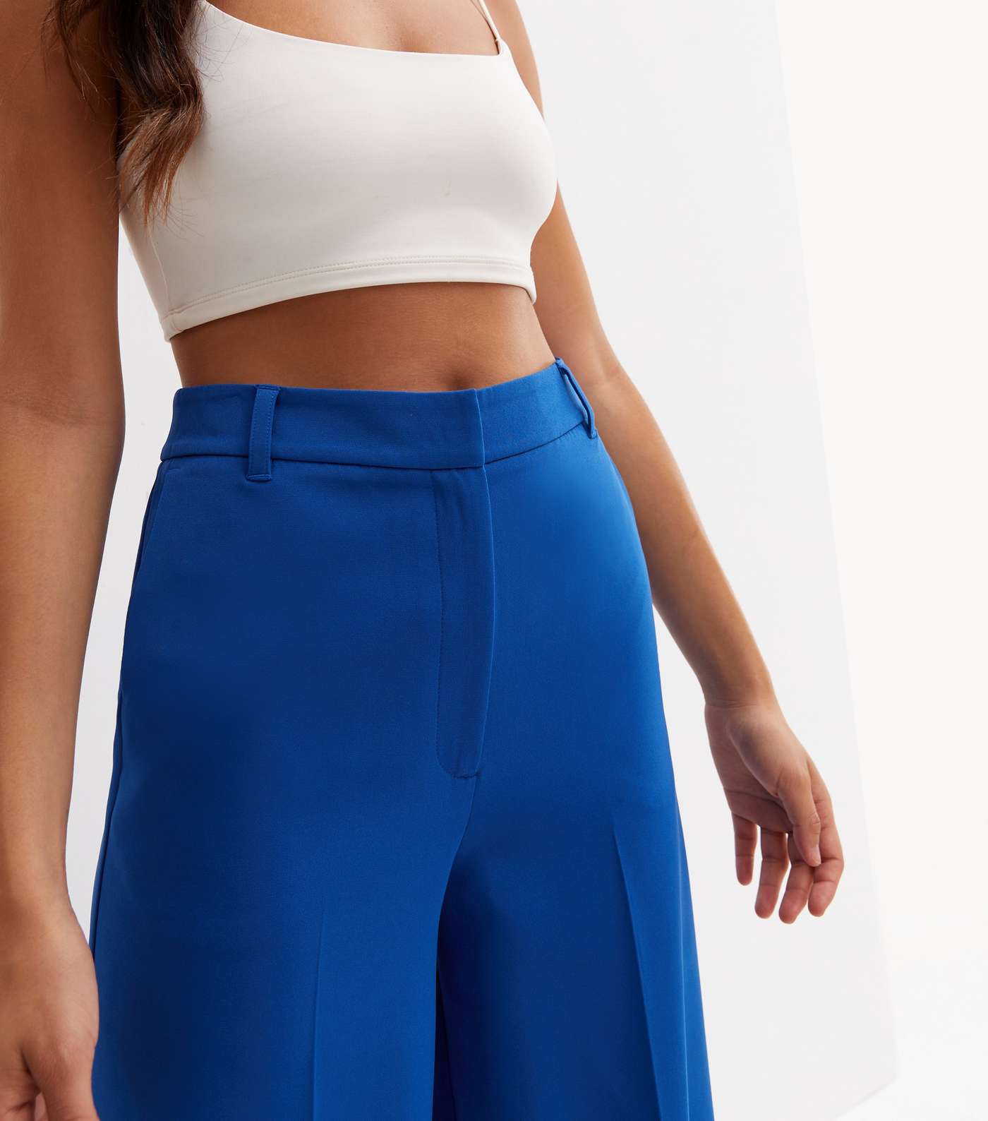 Bright Blue Tailored High Waist Wide Leg Trousers Image 2