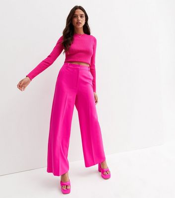 Flared Women Pink Trousers