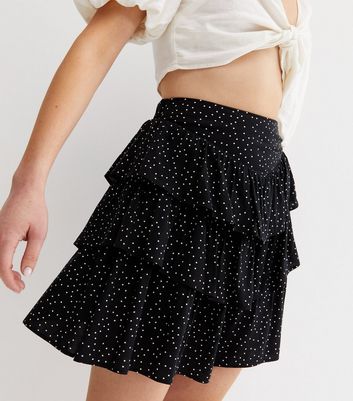 New look black store polka dot skirt