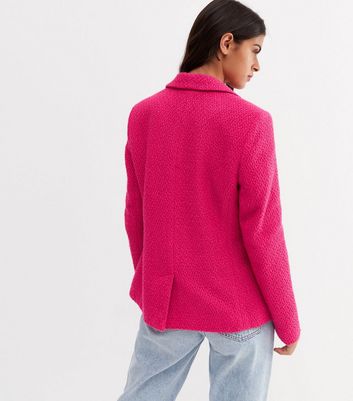 bright pink boucle coat