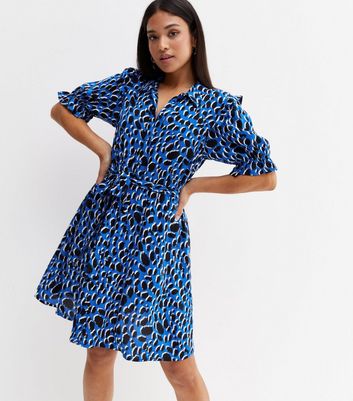 Blue leopard print 2024 dress new look