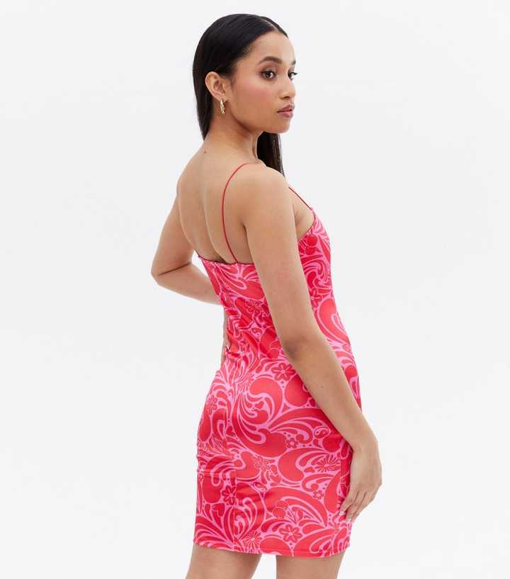 Patterned Mini Dress Color Coral SINSAY 3853B-32X, 50% OFF