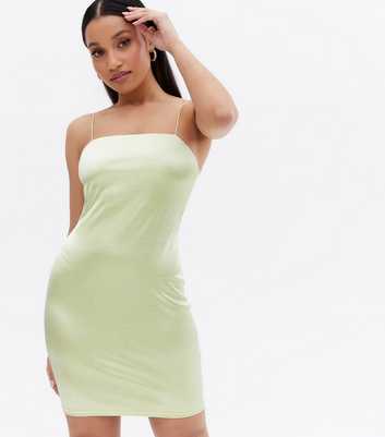 Petite Light Green Strappy Bodycon Mini Slip Dress