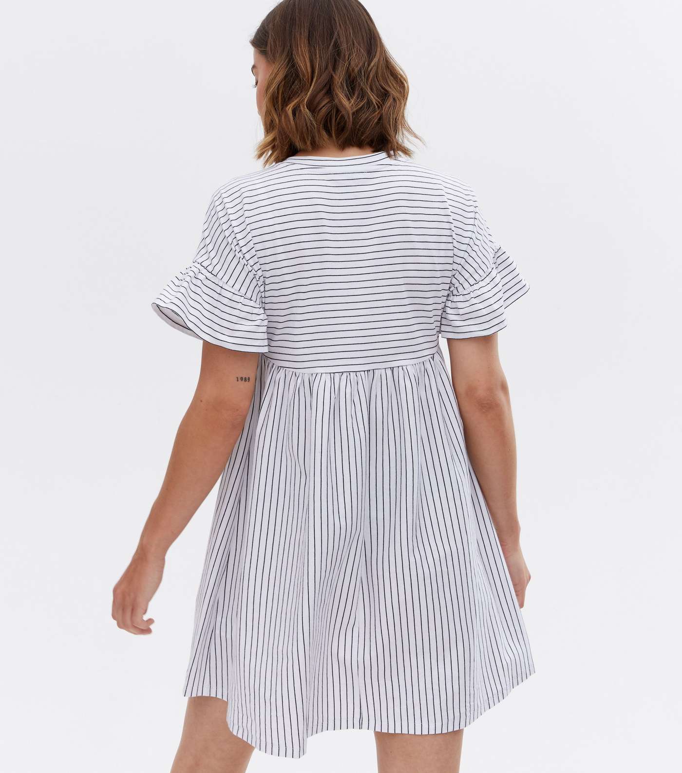 Maternity White Stripe Jersey Mini Smock Dress Image 4