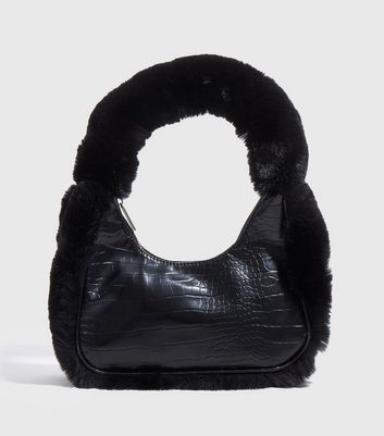 shop for Skinnydip Black Faux Fur Shoulder Bag New Look at Shopo