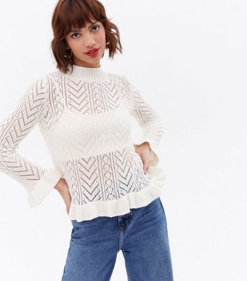 Click to view product details and reviews for Sunshine Soul Off White Pointelle Knit Peplum Jumper New Look.