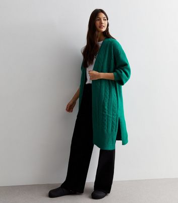 Sunshine Soul Green Cable Knit Long Cardigan | New Look