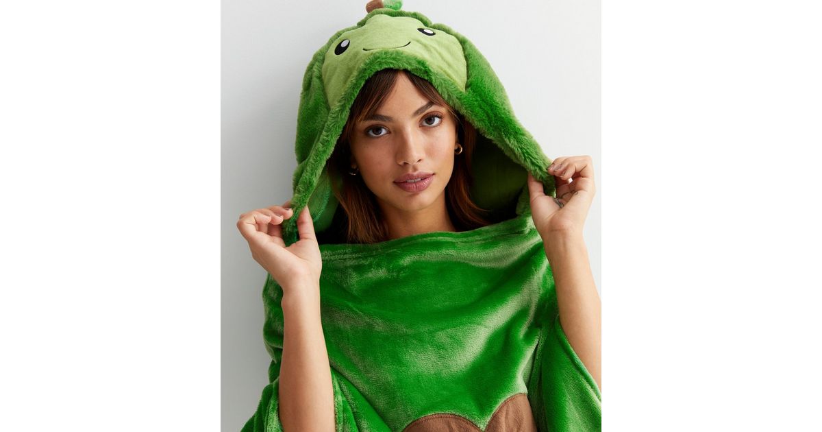 Green Avocado Logo Blanket Hoodie New Look