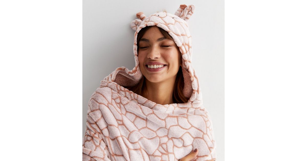 Brown Giraffe Blanket Hoodie New Look