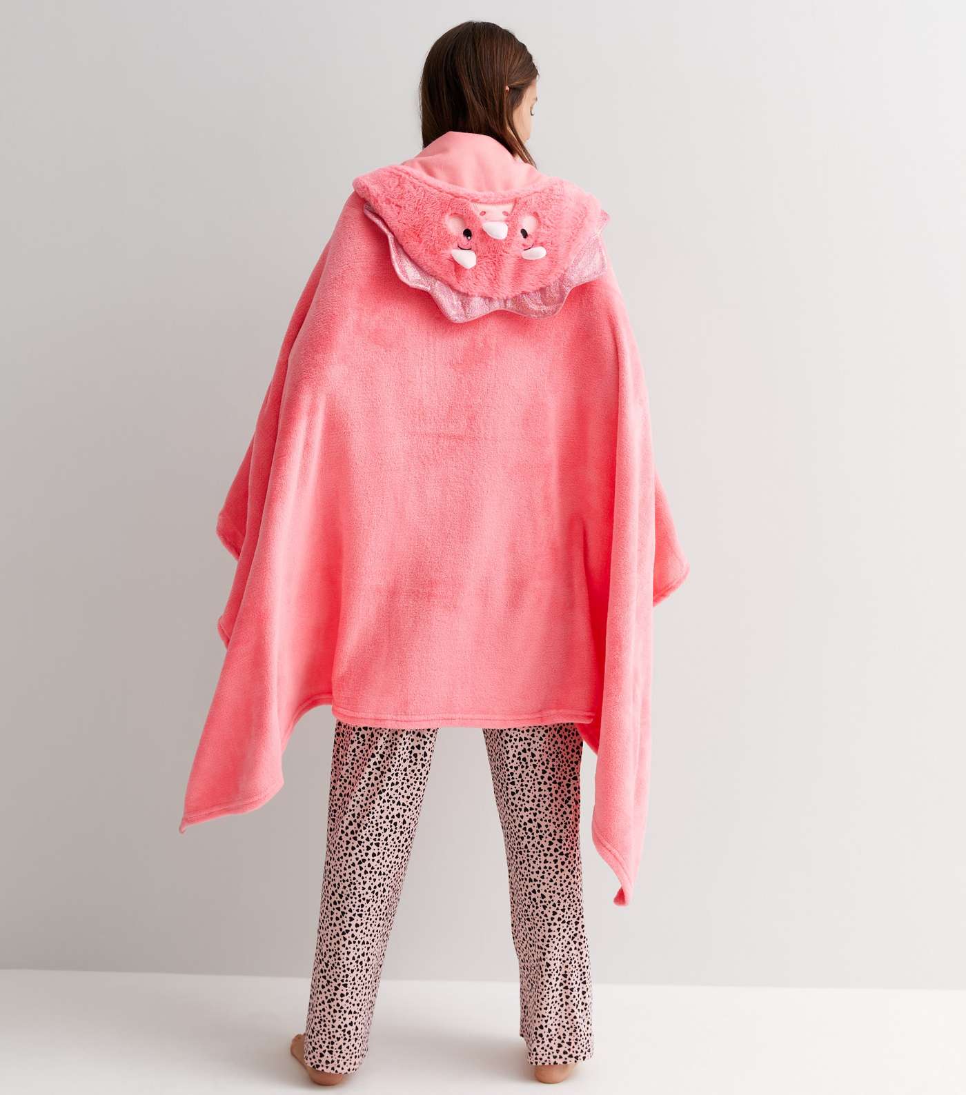 Bright Pink Dinosaur Hooded Blanket