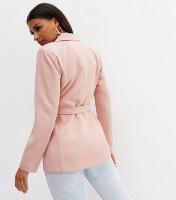 pink fitted jacket womens