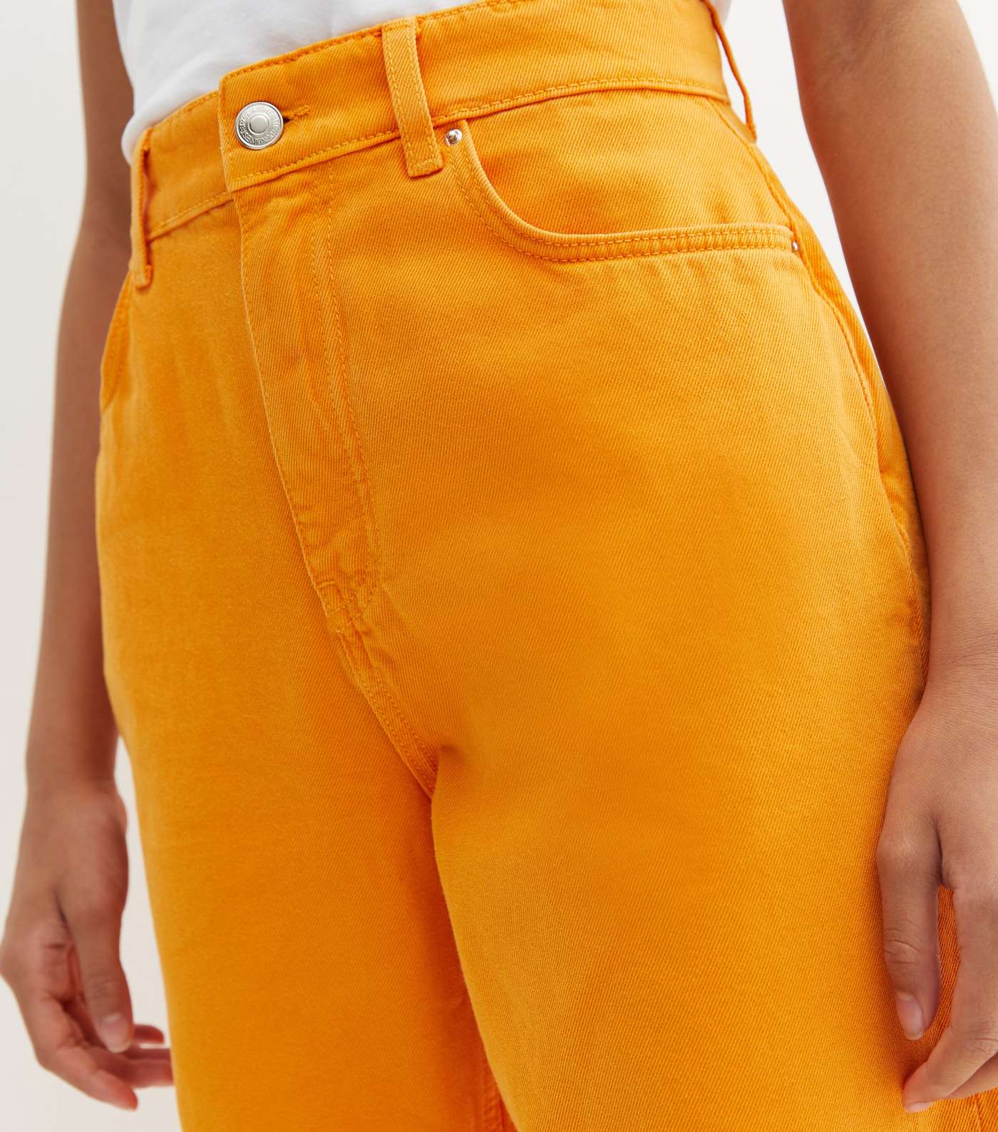 Girls Bright Orange High Waist Adalae Wide Leg Jeans Image 3
