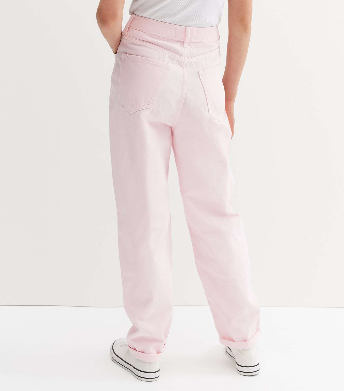 Girls Pale Pink Oversized Tori Mom Jeans Image 4