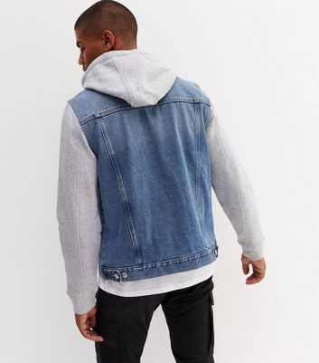 Blue Denim Double Pocket Hooded Jacket 