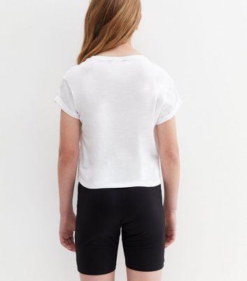 Teenager Bekleidung für Mädchen Girls White Jersey Roll Sleeve T-Shirt