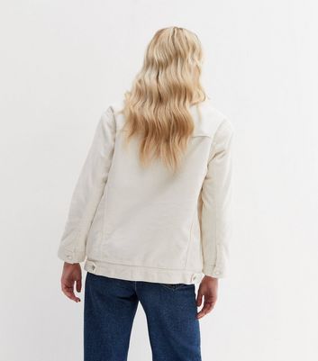 Weekday cord teddy on sale jacket in off white